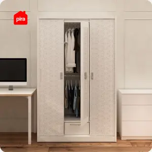 PIRA METROPOLIS -  VILO 3SSL A MWD LEMARI PAKAIAN BESI 3 PINTU SLIDING / PINTU GESER warna WHITE - METROPOLIS - foto 3