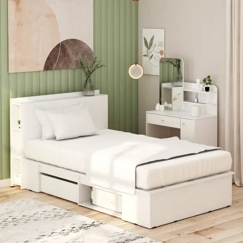 PIRA - MORGAN BD 120 DIPAN / RANJANG / TEMPAT TIDUR DENGAN LACI PENYIMPANAN warna WHITE - PIRA - foto 8