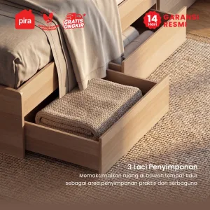 PIRA - SAMARA BD200 DIPAN / RANJANG / TEMPAT TIDUR DENGAN LACI PENYIMPANAN DAN LED warna PRO OAK - PIRA - foto 5