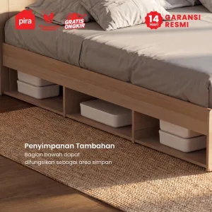 PIRA - SAMARA BD200 DIPAN / RANJANG / TEMPAT TIDUR DENGAN LACI PENYIMPANAN DAN LED warna PRO OAK - PIRA - foto 6