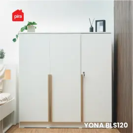 PIRA METROPOLIS - YONA BLS120 LEMARI PAKAIAN 3 PINTU FULL RAK warna WHITE - YELLOW OAK - PIRA METROPOLIS - foto 4