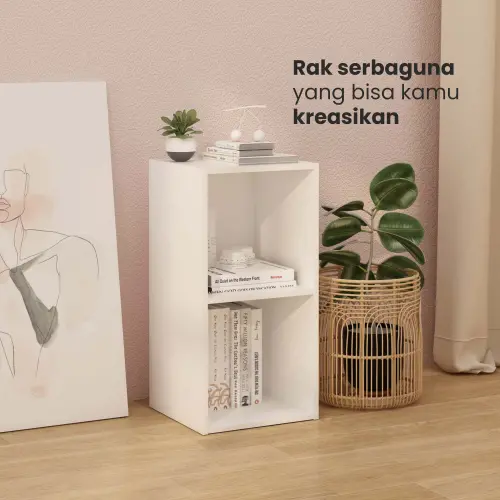 PIRA METROPOLIS -  HAKO SU 2X1 RAK 2 SUSUN / RAK SUSUN SERBAGUNA / RAK BUKU warna WHITE - PIRA METROPOLIS - foto 2