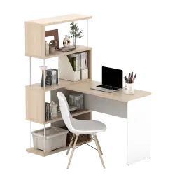 PIRA - ZACK DK 80 MEJA KERJA / MEJA BELAJAR DENGAN RAK BUKU warna PRO OAK - WHITE SM - PIRA - foto 9