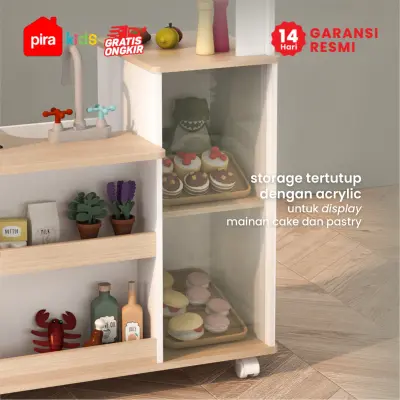 PIRA KIDS -  MORI SHOP PP PRETEND PLAY TOKO JUALAN / MARKET BOOTH / GEROBAK WARUNG MAINAN ANAK warna WHITE SM - PRO OAK - PIRA METROPOLIS - foto 8