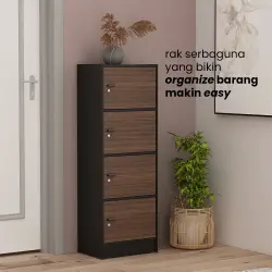PIRA METROPOLIS OX - ARUNA RSG 4 RAK SERBAGUNA / RAK SUSUN 4 PINTU warna BLACK - AMERICAN WALNUT - PIRA METROPOLIS OX - foto 2