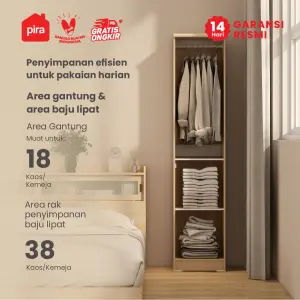 PIRA METROPOLIS OX - ARUNA 1P LEMARI PAKAIAN 1 PINTU / LEMARI BAJU warna PRO OAK - WHITE - PIRA METROPOLIS OX - foto 2