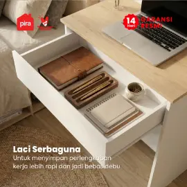 PIRA METROPOLIS OX -  ARUNA DK61 MEJA BELAJAR / MEJA KOMPUTER DENGAN LACI warna WHITE - PRO OAK - PIRA METROPOLIS OX - foto 4