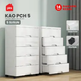 PIRA METROPOLIS - KAO PCH5 LEMARI LACI PLASTIK / LEMARI PLASTIK / DRAWER PLASTIK / LEMARI BAYI / LEMARI PAKAIAN ANAK warna WHITE - PIRA METROPOLIS - foto 1