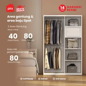 PIRA - STEEL A 120A N MWDSL LEMARI PAKAIAN BESI SLIDING / PINTU GESER warna WHITE - PIRA - foto 2