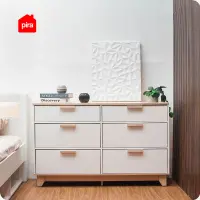PIRA METROPOLIS -  BEN CH3+3 LEMARI LACI 3+3 SUSUN / KABINET warna PRO OAK - WHITE - PIRA METROPOLIS - foto 7