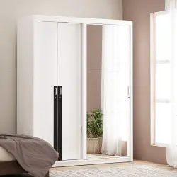 PIRA - IOWA WD164 SSL GL LEMARI PAKAIAN PINTU GESER warna WHITE GL - BLACK GL - PIRA - foto 6