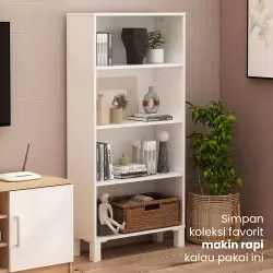 PIRA OX - POLKA BC60 RAK BUKU MINIMALIS SERBAGUNA 4 TINGKAT warna WHITE SM - PIRA OX - foto 2