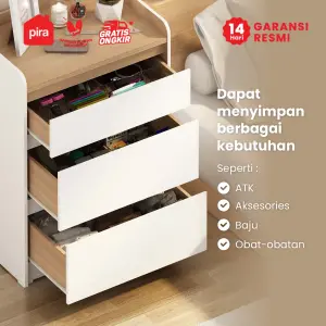 PIRA METROPOLIS - NILS CH3 LEMARI LACI 3 SUSUN / DRAWER / LEMARI SUSUN warna WHITE - PRO OAK - PIRA METROPOLIS - foto 6