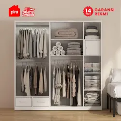 PIRA - SCHON 5P FGD MWD LEMARI PAKAIAN BESI 5 PINTU DENGAN LACI DAN LED warna WHITE - PIRA - foto 2