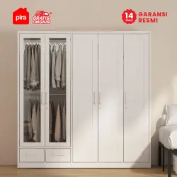 PIRA - SCHON 5P FGD MWD LEMARI PAKAIAN BESI 5 PINTU DENGAN LACI DAN LED warna WHITE - PIRA - foto 3