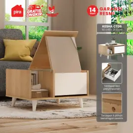 PIRA METROPOLIS - KESHA CTDS MEJA RIAS / MEJA SAMPING / MEJA MULTIFUNGSI / MEJA TAMU warna PRO OAK - WHITE - PIRA METROPOLIS - foto 1