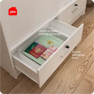 PIRA METROPOLIS OX - ARUNA WDSL120D LEMARI PAKAIAN PINTU GESER / LEMARI SLIDING DENGAN LACI warna WHITE - PIRA METROPOLIS OX - foto 10