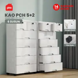 PIRA METROPOLIS - KAO PCH5+2 LEMARI LACI PLASTIK / LEMARI PLASTIK / DRAWER PLASTIK / LEMARI BAYI / LEMARI PAKAIAN ANAK warna WHITE - PIRA METROPOLIS - foto 1