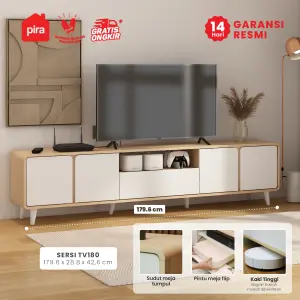 PIRA OX - SERSI TV180 MEJA TV / RAK TV / LEMARI TV warna PRO OAK - WHITE SM - PIRA - foto 1