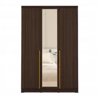 PIRA METROPOLIS -  YONA AVA 3PS LEMARI PAKAIAN 3 PINTU DENGAN LEBIH BANYAK RAK warna AMERICAN WALNUT - GOLD HAIRLINE - PIRA METROPOLIS - foto 7