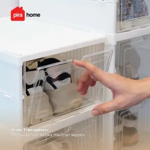 PIRA -  KAMA PSR RAK SEPATU LIPAT 1 PINTU / KOTAK SEPATU TRANSPARAN / RAK SEPATU SUSUN TERTUTUP warna WHITE - PIRA - foto 10