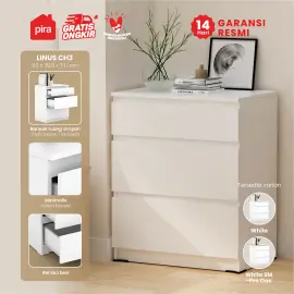 PIRA - LINUS CH3 LEMARI LACI warna WHITE SM - PIRA - foto 1