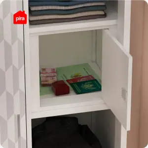 PIRA METROPOLIS -  HEXA 3SSL A MWD LEMARI PAKAIAN BESI 3 PINTU SLIDING / PINTU GESER warna WHITE - GREY - PIRA - foto 13