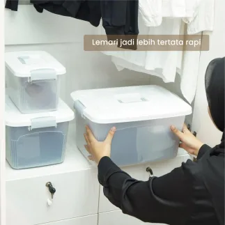 PIRA HOME - MIZU PSB 14L CONTAINER BOX / BOX PLASTIK / KOTAK PENYIMPANAN warna CLEAR WHITE - PIRA HOME - foto 7