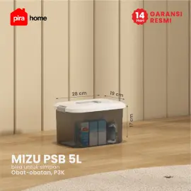 PIRA HOME - MIZU PSB 5L CONTAINER BOX / BOX PLASTIK / KOTAK PENYIMPANAN warna CLEAR GREY - PIRA HOME - foto 1