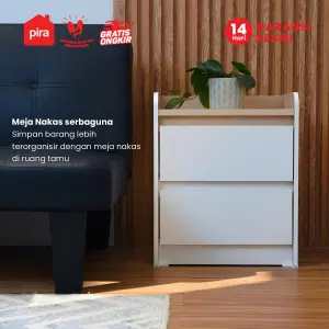 PIRA METROPOLIS -  NILS NS40 MEJA NAKAS / MEJA SUDUT / MEJA SAMPING / LEMARI LACI 2 SUSUN warna WHITE - PRO OAK - PIRA METROPOLIS - foto 3