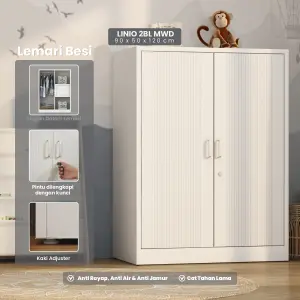 PIRA - LINIO 2BL MWD LEMARI PAKAIAN BESI 2 PINTU / LEMARI PAKAIAN ANAK warna WHITE - PIRA - foto 1