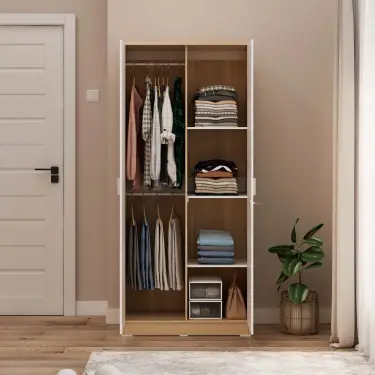 PIRA METROPOLIS OX - ARUNA 2P LEMARI PAKAIAN 2 PINTU warna PRO OAK - LIGHT TAUPE - PIRA METROPOLIS - foto 2