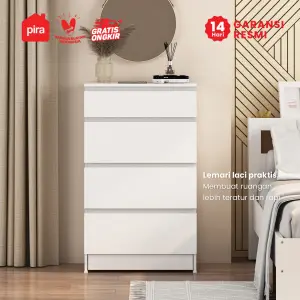 PIRA -  LINUS CH4 HD LEMARI LACI 4 SUSUN / DRAWER / LEMARI SUSUN DENGAN PENYIMPANAN TAMBAHAN warna WHITE SM - PIRA - foto 8
