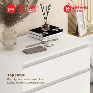 PIRA -  LINUS CH4 HD LEMARI LACI 4 SUSUN / DRAWER / LEMARI SUSUN DENGAN PENYIMPANAN TAMBAHAN warna WHITE SM - PIRA - foto 10