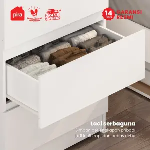 PIRA -  LINUS CH4 HD LEMARI LACI 4 SUSUN / DRAWER / LEMARI SUSUN DENGAN PENYIMPANAN TAMBAHAN warna WHITE SM - PIRA - foto 3