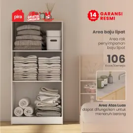 PIRA METROPOLIS -  YORK BLS60 LEMARI PAKAIAN KECIL 2 PINTU / LEMARI BAJU FULL RAK warna WHITE - PRO OAK - PIRA METROPOLIS - foto 4