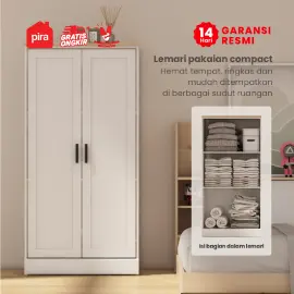 PIRA METROPOLIS -  YORK BLS60 LEMARI PAKAIAN KECIL 2 PINTU / LEMARI BAJU FULL RAK warna WHITE - PRO OAK - PIRA METROPOLIS - foto 2