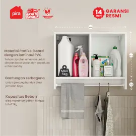 PIRA - AERO LWU60 RAK MESIN CUCI / RAK DINDING PENYIMPANAN warna WHITE - PIRA - foto 2