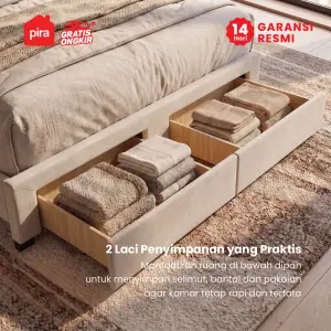 PIRA - PALMA BD200 PLATFORM BED / DIPAN / DIPAN TEMPAT TIDUR / RANJANG KASUR / DIPAN DENGAN LACI PENYIMPANAN warna CREAM - PIRA - foto 7