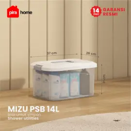 PIRA HOME -  MIZU PSB 14L CONTAINER BOX / BOX PLASTIK / KOTAK PENYIMPANAN warna CLEAR WHITE - PIRA HOME - foto 1