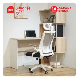PIRA - ZACK DK 80 MEJA KERJA / MEJA BELAJAR DENGAN RAK BUKU warna PRO OAK - WHITE SM - PIRA - foto 7