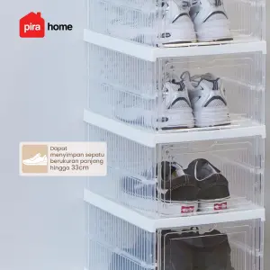 PIRA - KAMA PSR RAK SEPATU LIPAT 1 PINTU / KOTAK SEPATU TRANSPARAN / RAK SEPATU SUSUN TERTUTUP warna WHITE - PIRA - foto 8