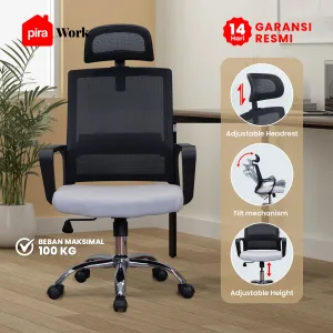 PIRA WORK - KYLO A EC KURSI KERJA / KURSI KANTOR / KURSI EKSEKUTIF warna BLACK - GREY - PIRA WORK - foto 2