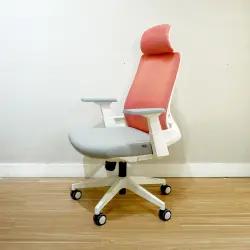 WORKDESIGN - AHSOKA PC PR KURSI KANTOR / KURSI KERJA ERGONOMIS DENGAN SANDARAN KEPALA DAN LUMBAR SUPPORT warna PINK - WHITE LIGHT GREY - WORKDESIGN - foto 12
