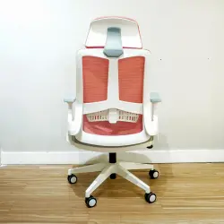 WORKDESIGN - AHSOKA PC PR KURSI KANTOR / KURSI KERJA ERGONOMIS DENGAN SANDARAN KEPALA DAN LUMBAR SUPPORT warna PINK - WHITE LIGHT GREY - WORKDESIGN - foto 5