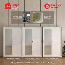 PIRA - STEEL A 120A N MWDSL LEMARI PAKAIAN BESI SLIDING / PINTU GESER warna WHITE - PIRA - foto 11