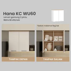 PIRA METROPOLIS OX -  HANA KC WU60 RAK DAPUR / RAK GANTUNG DAPUR / KITCHEN SET ATAS 2 PINTU warna WHITE - PRO OAK - PIRA METROPOLIS - foto 2