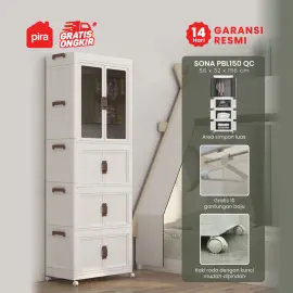 PIRA - SONA PBL150 QC SERIES LEMARI PAKAIAN PLASTIK / LEMARI BAJU / LEMARI PLASTIK / RAK PLASTIK warna WHITE - PIRA - foto 1