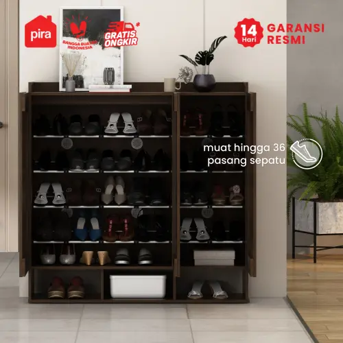 PIRA - GYO SR120 RAK SEPATU / LEMARI SEPATU / RAK SEPATU SUSUN TERTUTUP warna BROWN WALNUT - PIRA - foto 2