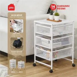 PIRA METROPOLIS - ALVA MCH3 RAK LACI BESI / DRAWER PENYIMPANAN BESI / RAK SUSUN BESI / LACI DOKUMEN warna WHITE - PIRA METROPOLIS - foto 9